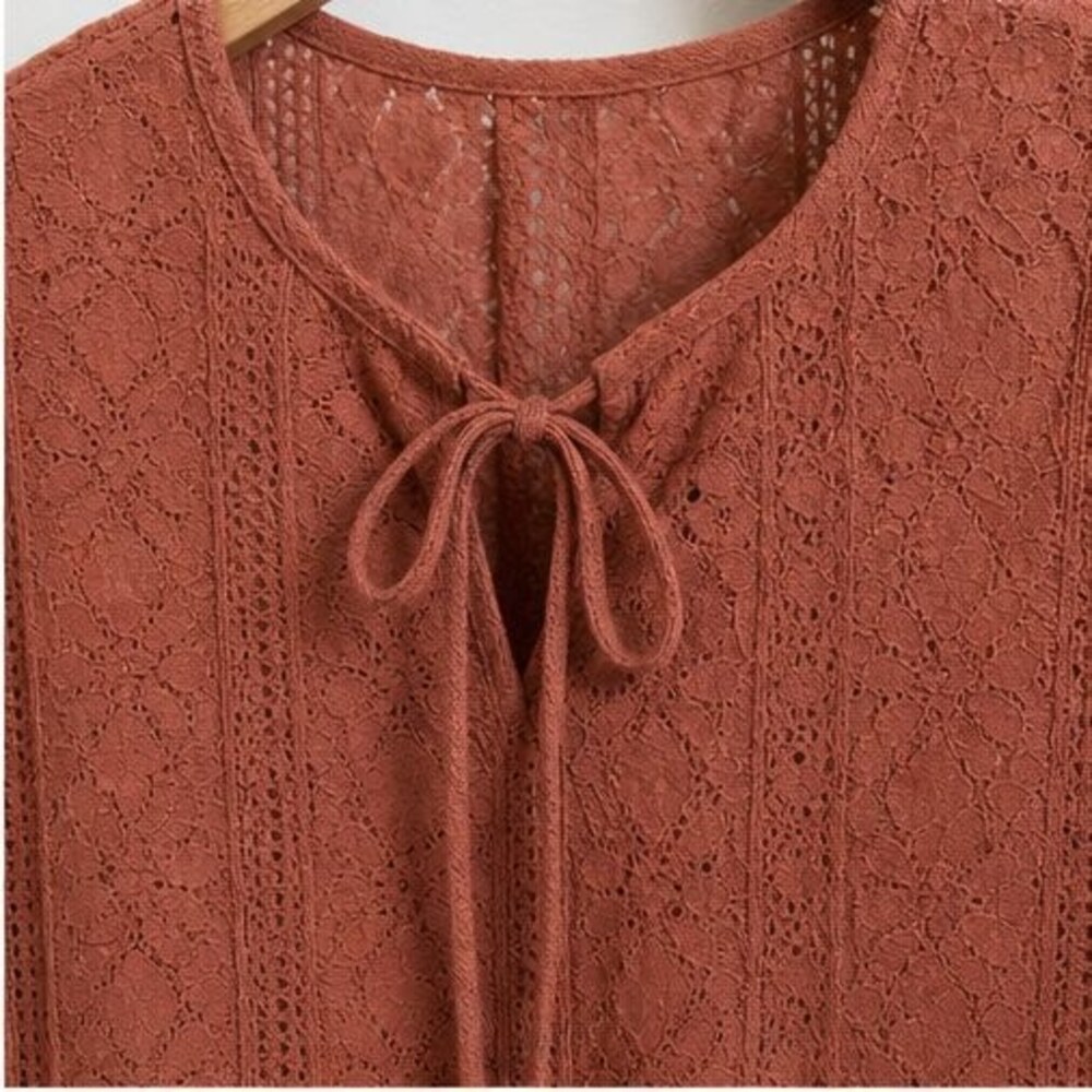 Rust Lace Trim Top - Picture 4 of 6